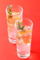 Gin bitter lemon with thyme and grapefruit.
