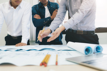 Engineer meeting for architectural project working with partner.