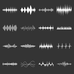 Sound wave icons set grey vector