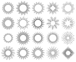 Sun beams or sunbeams in circle or round shape