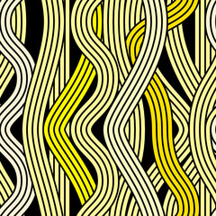 Seamless abstract noodle wavy pattern. Endless vector illustration. pop art style design