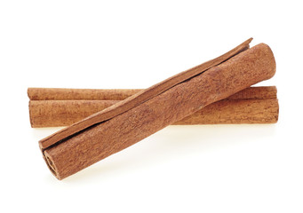 Cinnamon sticks on a white background