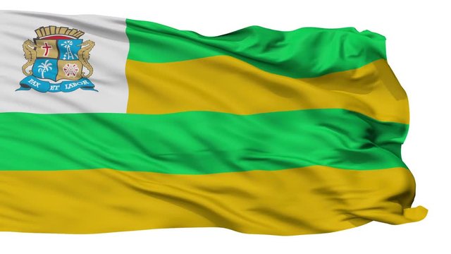 Aracaju flag, city of Brasil, realistic animation isolated on white seamless loop - 10 seconds long (alpha channel is included)