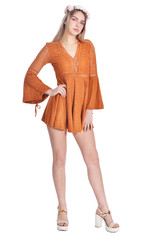 Portrait of beautiful woman in dress  posing isolate 