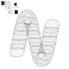 Abstract 3D wireframe geometric shape isolated on white background