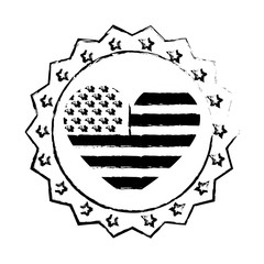 vintage label american flag heart ornament vector illustration sketch
