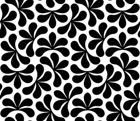 Vector seamless texture. Modern geometric background. Monochrome repeating pattern. Hexagonal tiles with abstract flowers.