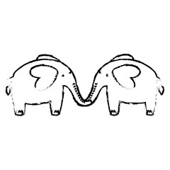 two elephants lovely animals image vector illustration sketch