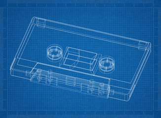 Classic cassette 3D blueprint