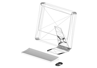 computer 3D blueprint - isolatedcomputer 3D blueprint - isolated