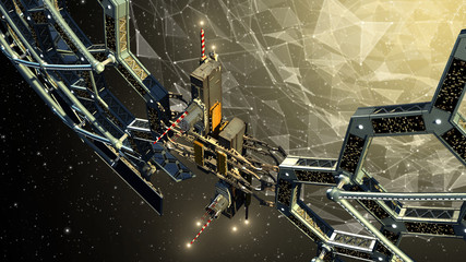 3D Illustration of an outer space honeycomb structure © 3000ad