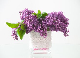 Bouquet of purple lilac in a vase