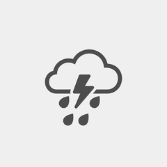 Rain and thunderstorms flat vector icon