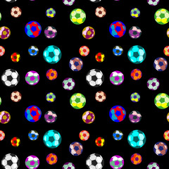 seamless pattern. consists of balls for football. different size and bright colors.
