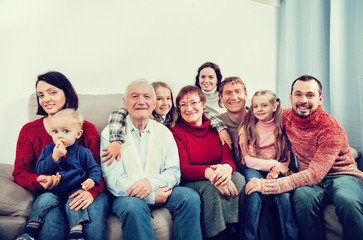 Family members making family photo