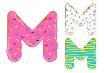 Donut font vector. Letter M
