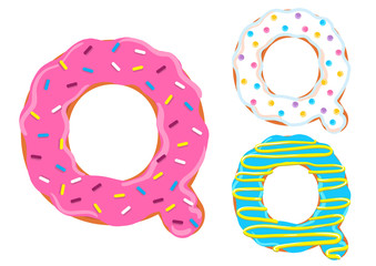 Donut font vector. Letter Q