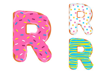 Donut font vector. Letter R
