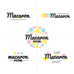 Set of vector macaron and french pastries Icons