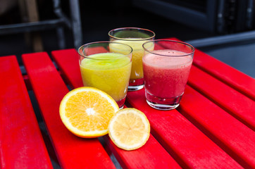 Freshly made three smoothies