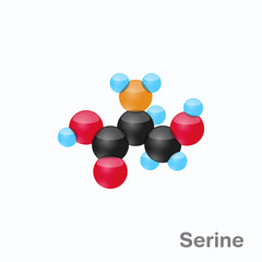 Molecule of Serine, Ser, an amino acid used in the biosynthesis of proteins