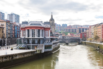 Naklejka premium bilbao old town view on sunny day, Spain