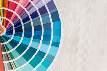 Colour sampler close up on wooden background