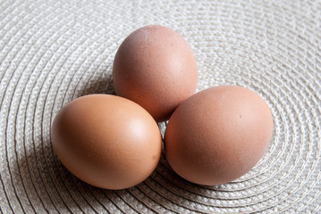 Three eggs close up