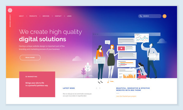 Effective website template design. Modern flat design vector illustration concept of web page design for website and mobile website development. Easy to edit and customize.