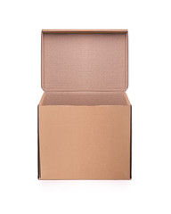 Cardboard mail box isolated on a white background.