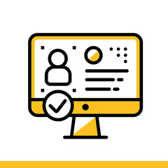 Linear icon Identity verification. Online education, e-learning. Suitable for print, interface, web, presentation