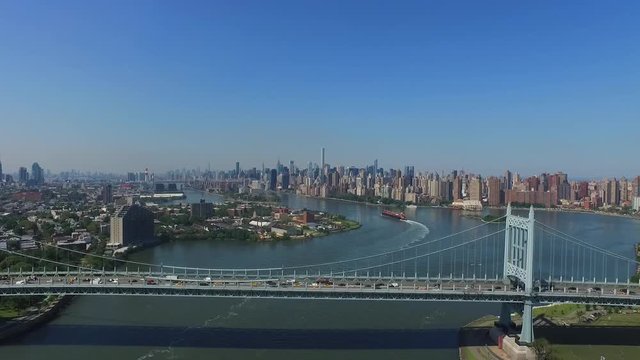 Aerial Shot of the RFK Bridge and Manhattan 