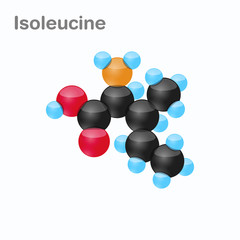 Molecule of Isoleucine, Ile, an amino acid used in the biosynthesis of proteins