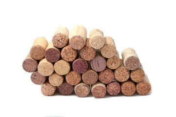Wine corks on the white or background