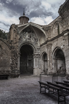 Interior stone monastery in Nuevalos, Zaragoza. Community of Aragon, Spain