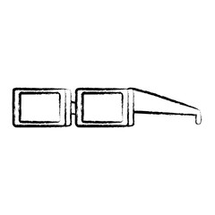sketch of 3D glasses icon over white background, vector illustration