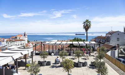 Naklejka premium View from Mirador de Santa Lucia, Lisbon, Portugal