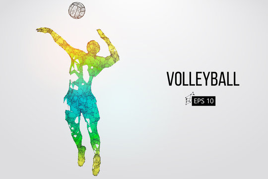 Silhouette of volleyball player. Vector illustration.