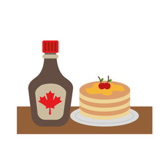 pancake with bottle syrup maple vector illustration design
