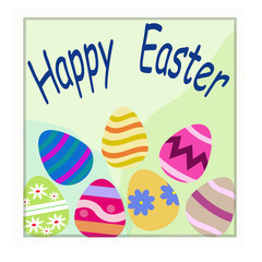 Happy easter template with white frame and eggs.