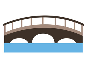 bridge with water scene vector illustration design