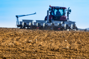 spring sowing in the field with modern mechanisms