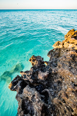 Interesting rocks and blue water, Turks and Caicos