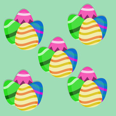 pattern of Easter eggs on a light green background