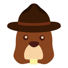 beaver with hat character vector illustration design
