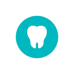Tooth flat icon on green circle background