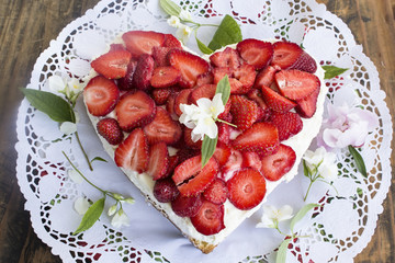 Heart Cheesecake with Strawberries