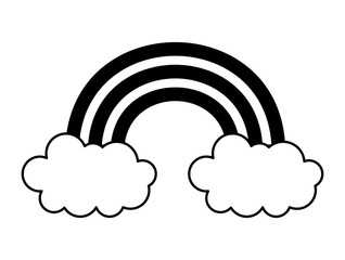 beautiful rainbow clouds nature decorative vector illustration black and white