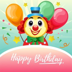 Naklejka premium colorful birthday card theme with happy clown