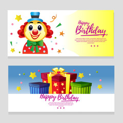cute birthday theme banner with happy clown